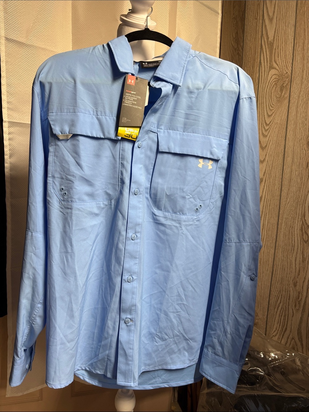 Under Armour Light Blue Performance Long-Sleeve Button-Up